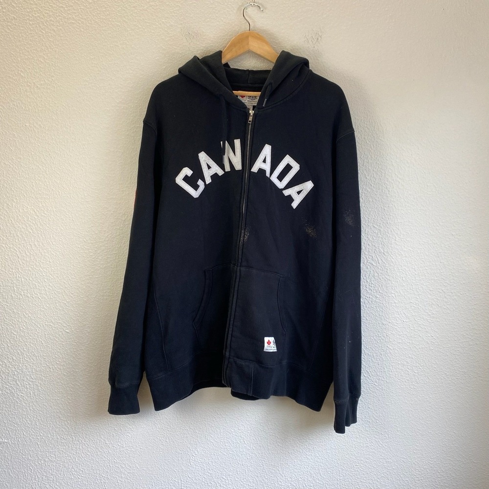 Hudson's Bay Co. Olympic Hoodie Mens XL Black Good Canada Full Zip Fleece